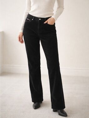 Chaps Ralph Lauren Black Wide Wale Corduroy Pants Size 10 Stretch